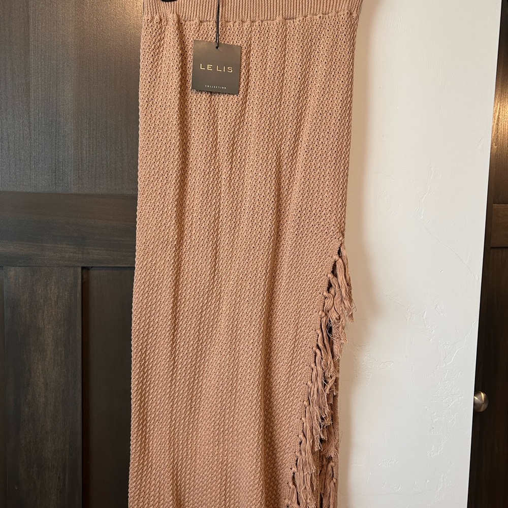 Le Lis Women's Brown Fringe Pencil Skirt